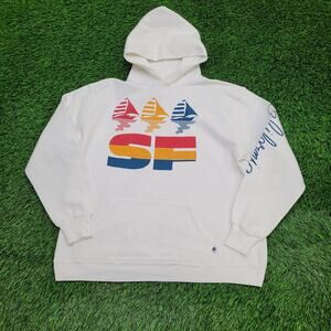 Vintage 90s Sailboat Hoodie Womens Large 22x24 White